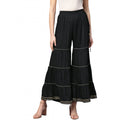 Snuggle Spot Women's Casual Solid Rayon Sharara (Black)