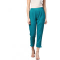 Snuggle Spot Women's Casual Solid Cotton Slub Trouser Pant (Rama Blue)