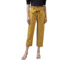 Snuggle Spot Women's Casual Printed Cotton Flex Trouser Pant (Mustard)