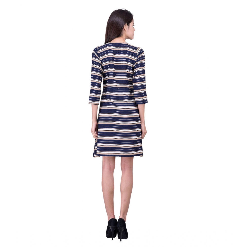 Snuggle Spot Women's Cotton Blend Solid 3-4 Sleeve Dress (Blue)