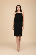 Snuggle Spot Women's Cotton Blend Solid Sleeveless Dress (Black)