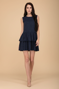 Snuggle Spot Women's Cotton Blend Solid Sleeveless Dress (Blue)