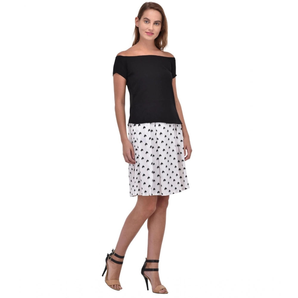 Snuggle Spot Women's Cotton Blend Solid Short Sleeves Dress (Black)
