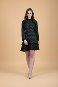 Snuggle Spot Women's Cotton Blend Floral Full Sleeves Dress (Green)