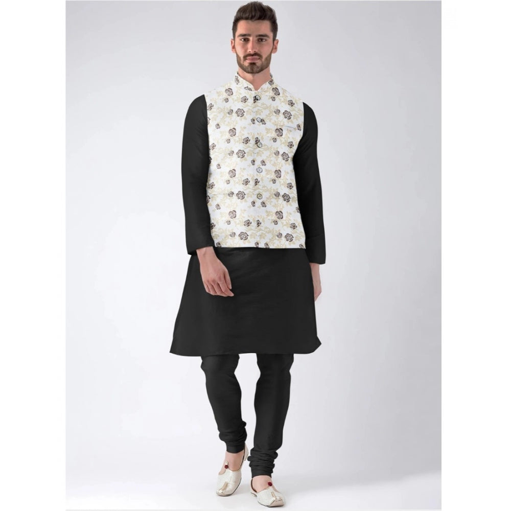 Snuggle Spot Men's Jacquard Printed Full Sleeve Waistcoat (Beige)