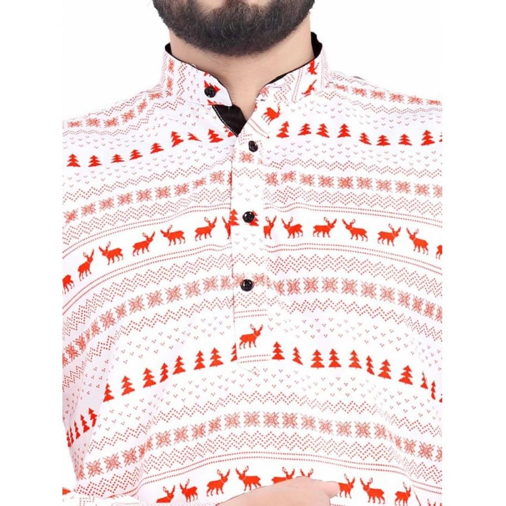 Snuggle Spot Men's Cotton Blended Printed Full Sleeve Shortkurta (Multicolor)