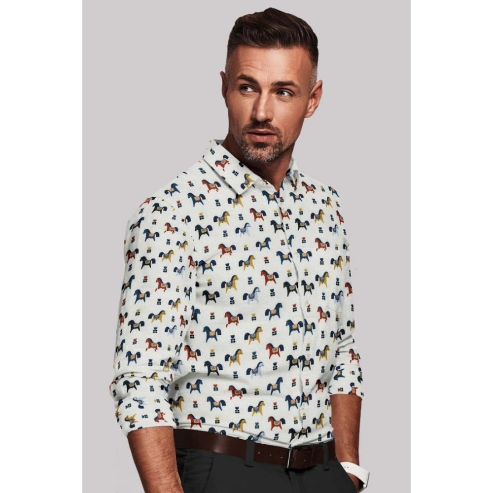 Snuggle Spot Men's Cotton Blended Printed Full Sleeve Shirt (Multicolor)