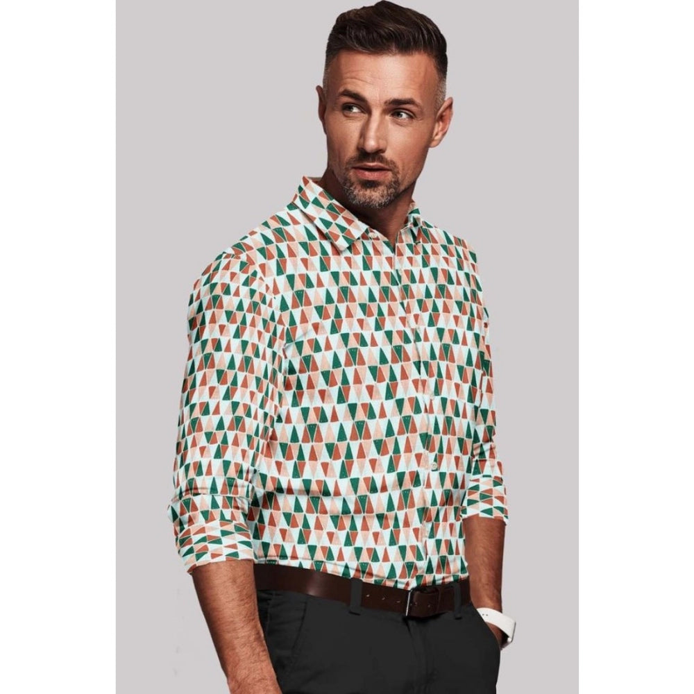 Snuggle Spot Men's Cotton Blended Printed Full Sleeve Shirt (Multicolor)