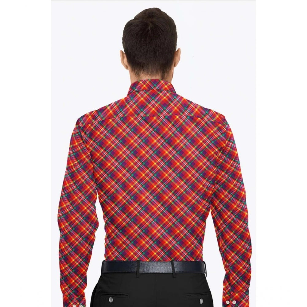 Snuggle Spot Men's Cotton Blended Checked Full Sleeve Shirt (Red)