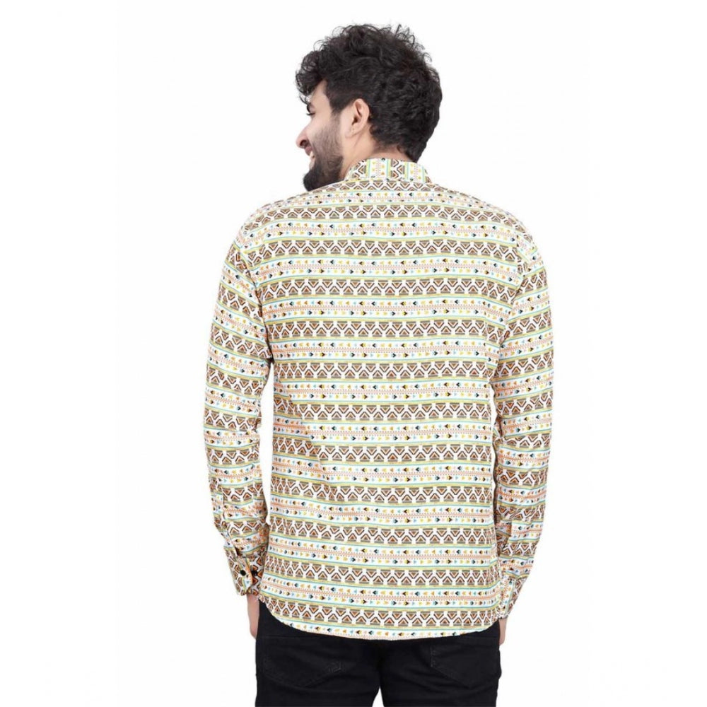 Snuggle Spot Men's Cotton Blended Printed Full Sleeve Shortkurta (Multicolor)