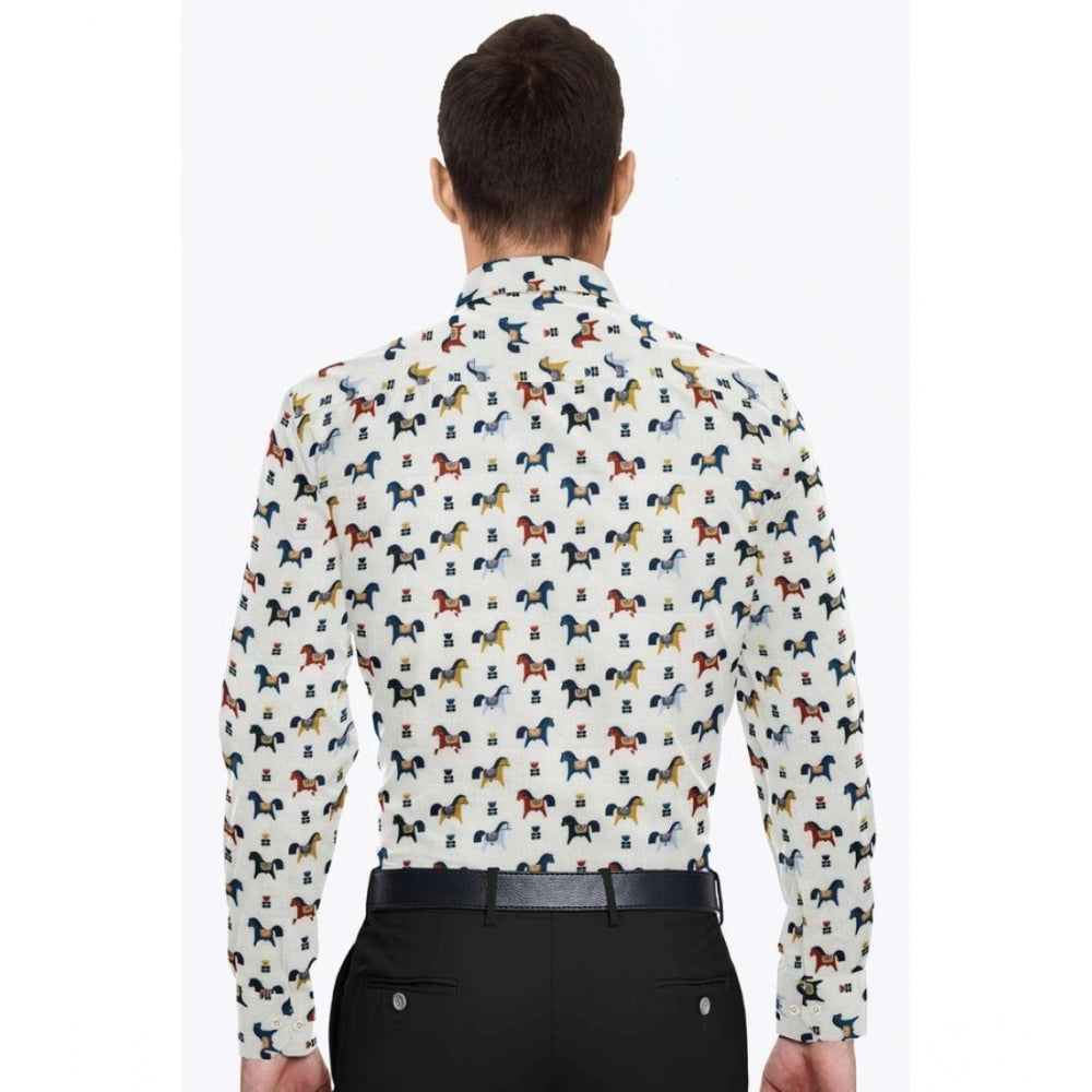 Snuggle Spot Men's Cotton Blended Printed Full Sleeve Shirt (Multicolor)