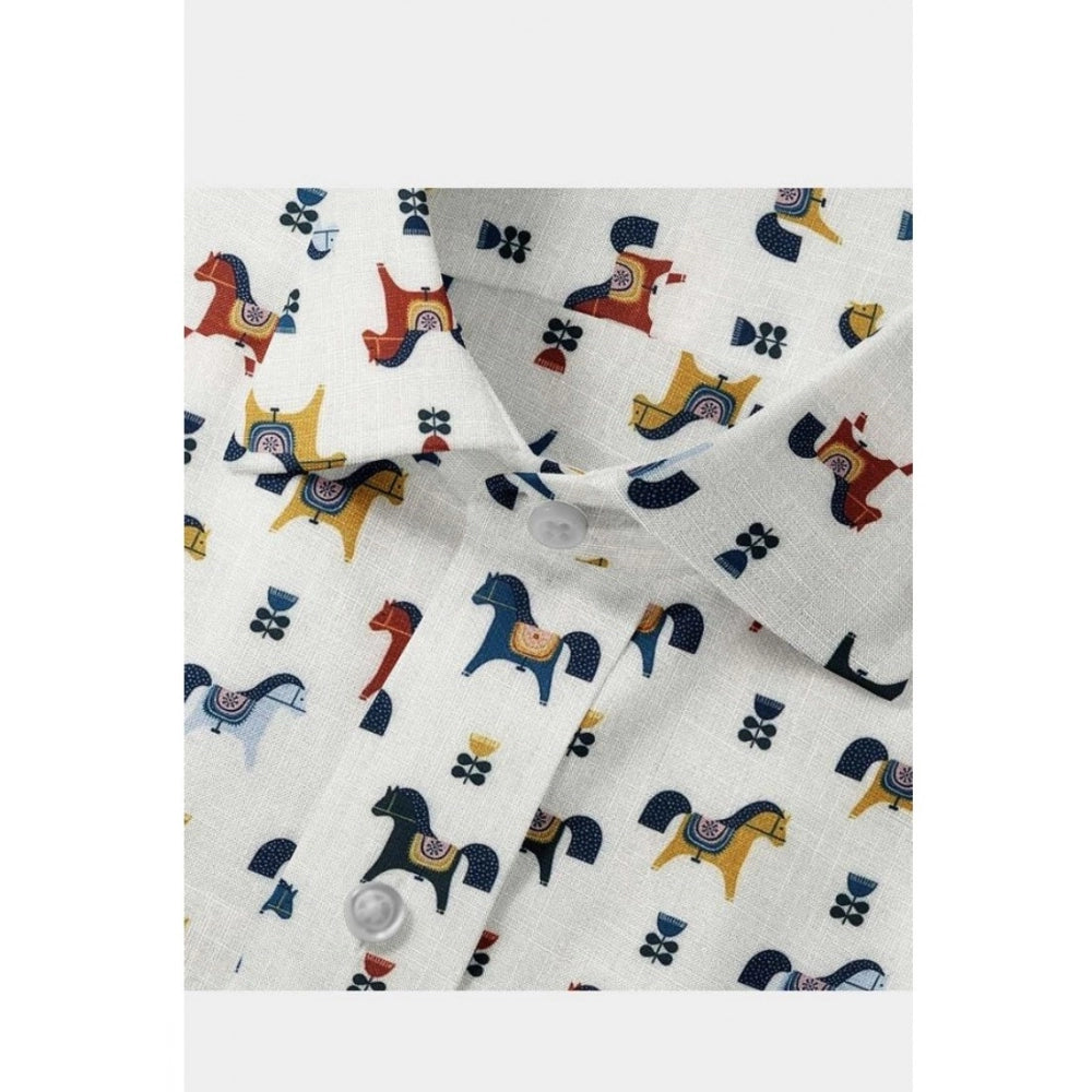 Snuggle Spot Men's Cotton Blended Printed Full Sleeve Shirt (Multicolor)