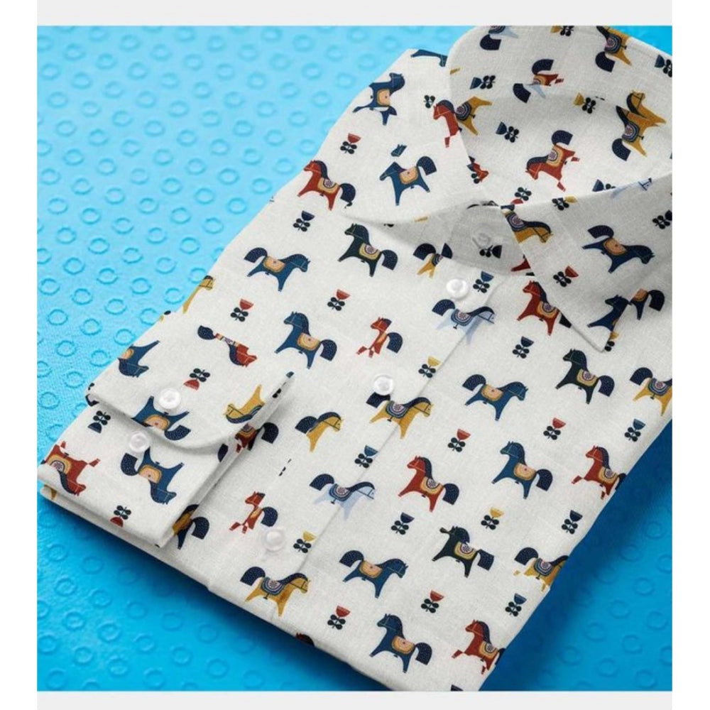 Snuggle Spot Men's Cotton Blended Printed Full Sleeve Shirt (Multicolor)