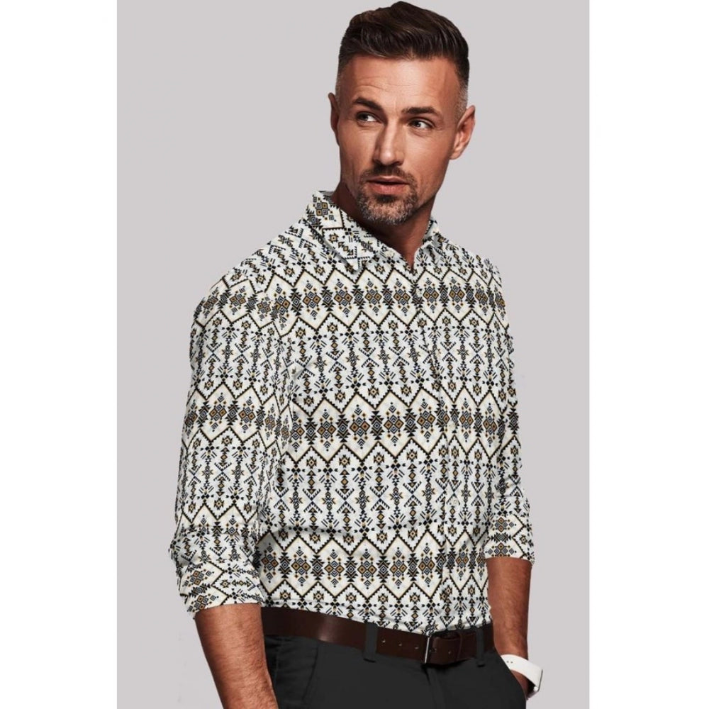Snuggle Spot Men's Cotton Blended Printed Full Sleeve Shirt (Multicolor)