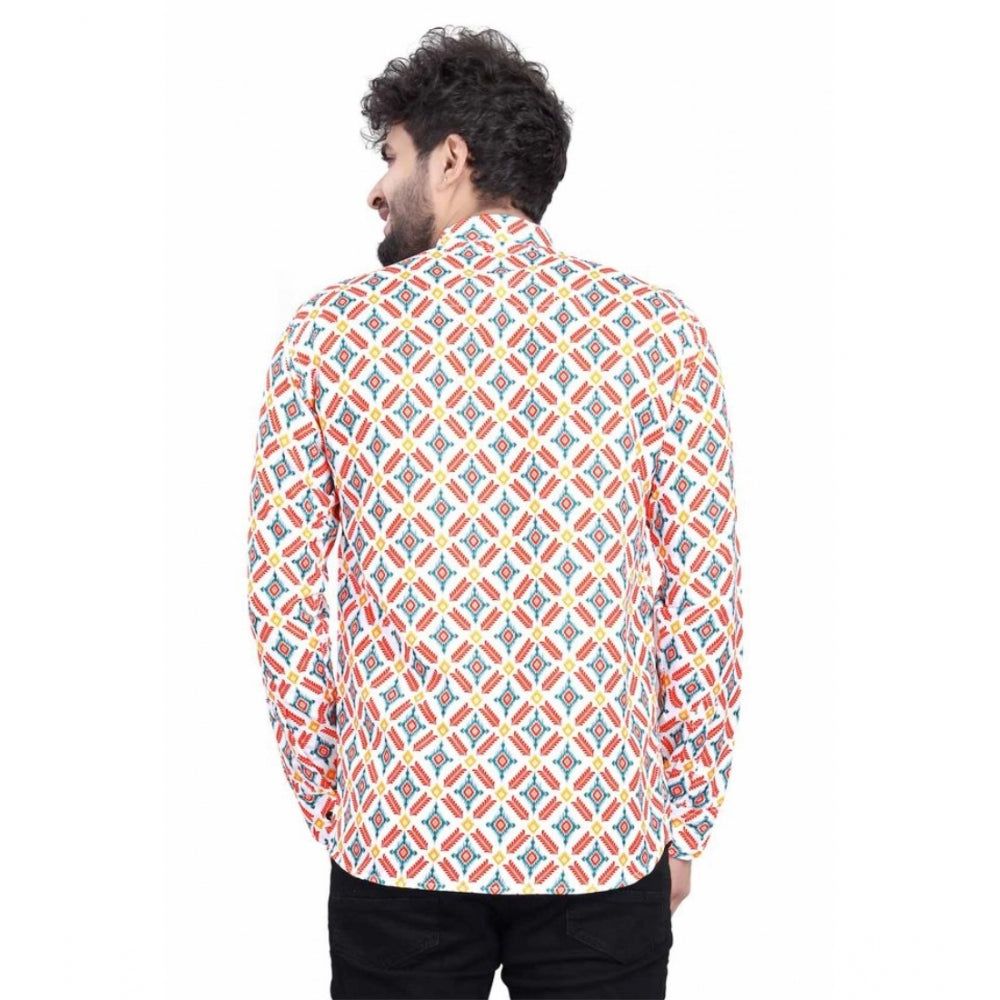 Snuggle Spot Men's Cotton Blended Printed Full Sleeve Shortkurta (Multicolor)