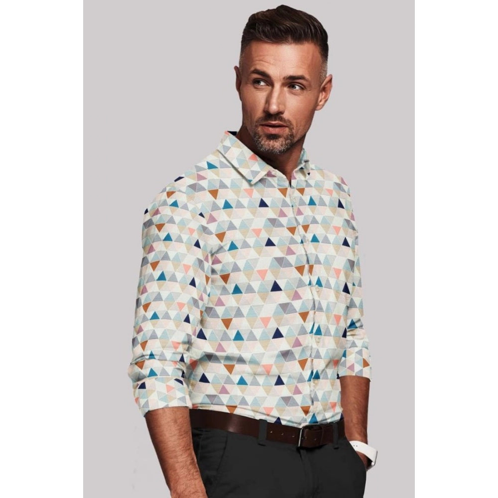 Snuggle Spot Men's Cotton Blended Printed Full Sleeve Shirt (Multicolor)