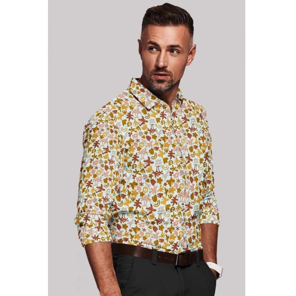 Snuggle Spot Men's Cotton Blended Printed Full Sleeve Shirt (Multicolor)