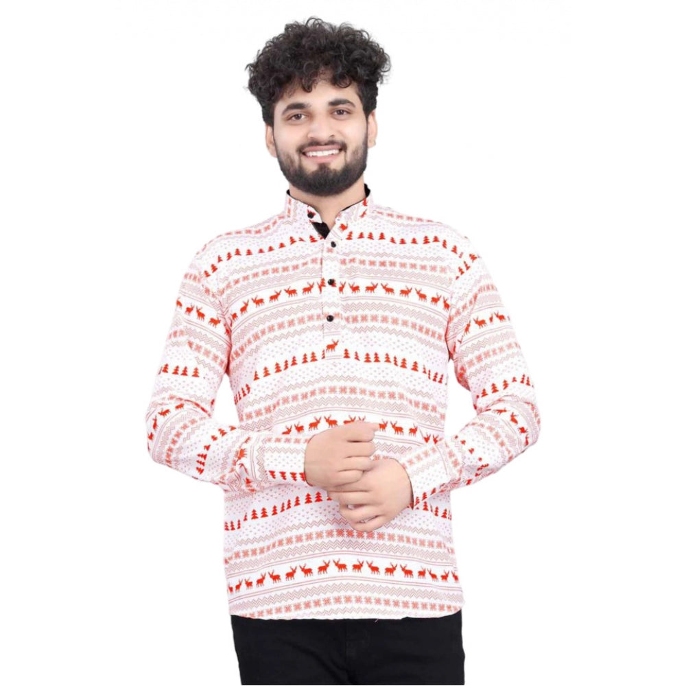 Snuggle Spot Men's Cotton Blended Printed Full Sleeve Shortkurta (Multicolor)