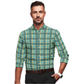 Snuggle Spot Men's Cotton Blended Checked Full Sleeve Shirt (Green-Yellow)