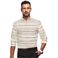Snuggle Spot Men's Cotton Blended Printed Full Sleeve Shirt (White-Red)