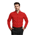 Snuggle Spot Men's Cotton Blended Printed Full Sleeve Shirt (Red)