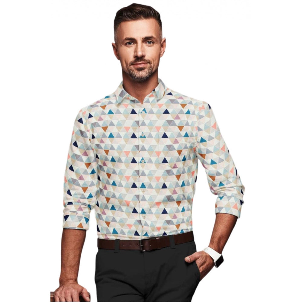 Snuggle Spot Men's Cotton Blended Printed Full Sleeve Shirt (Multicolor)