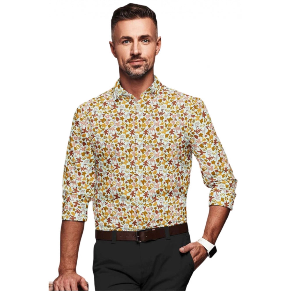 Snuggle Spot Men's Cotton Blended Printed Full Sleeve Shirt (Multicolor)