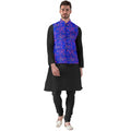 Snuggle Spot Men's Jacquard Printed Full Sleeve Waistcoat (Blue)