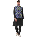 Snuggle Spot Men's Jacquard Printed Full Sleeve Waistcoat (Blue)