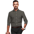 Snuggle Spot Men's Cotton Blended Striped Full Sleeve Shirt (Black-White)