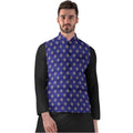 Snuggle Spot Men's Jacquard Printed Full Sleeve Waistcoat (Blue)