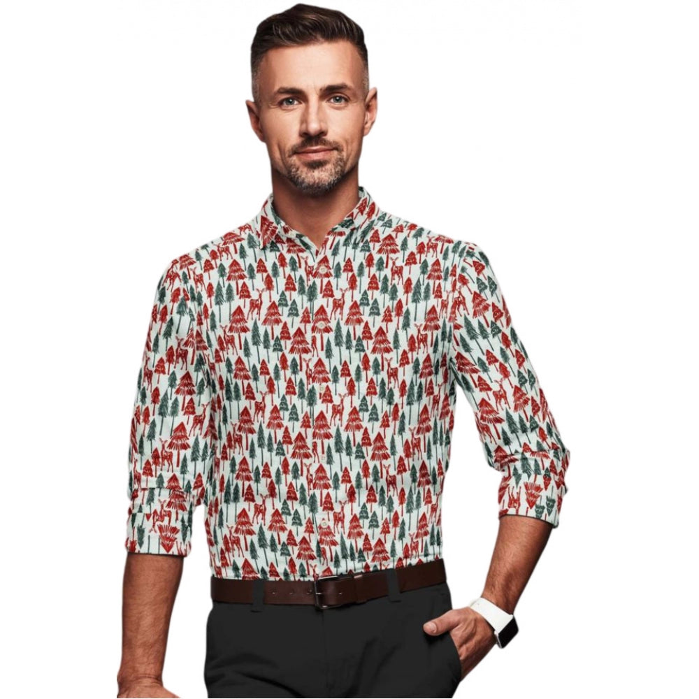 Snuggle Spot Men's Cotton Blended Printed Full Sleeve Shirt (Multicolor)