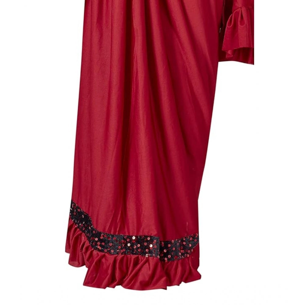 Snuggle Spot Women's Lycra Solid Saree With Unstitched Blouse (Red, 5.5 Mtr)