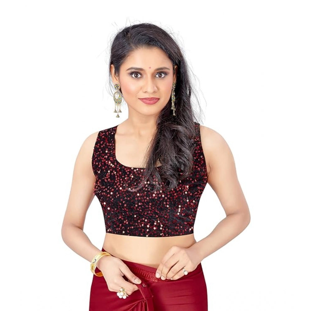 Snuggle Spot Women's Lycra Solid Saree With Unstitched Blouse (Red, 5.5 Mtr)