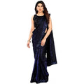 Snuggle Spot Women's Lycra Floral Saree With Unstitched Blouse (Blue, 5.5 Mtr)