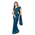 Snuggle Spot Women's Lycra Solid Saree With Unstitched Blouse (Rama, 5.5 Mtr)