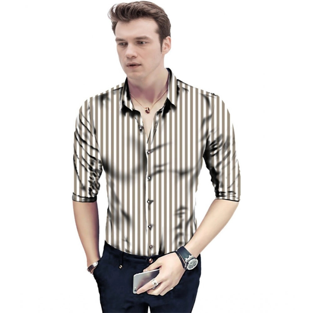 Snuggle Spot Men's Casual Floral Printed Cotton Blend Unstitched Shirt Fabric 1.6 Mtrs (Brown)
