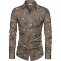 Snuggle Spot Men's Casual Floral Printed Cotton Blend Unstitched Shirt Fabric 1.6 Mtrs (Brown)