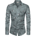 Snuggle Spot Men's Casual Floral Printed Cotton Blend Unstitched Shirt Fabric 1.6 Mtrs (Grey)