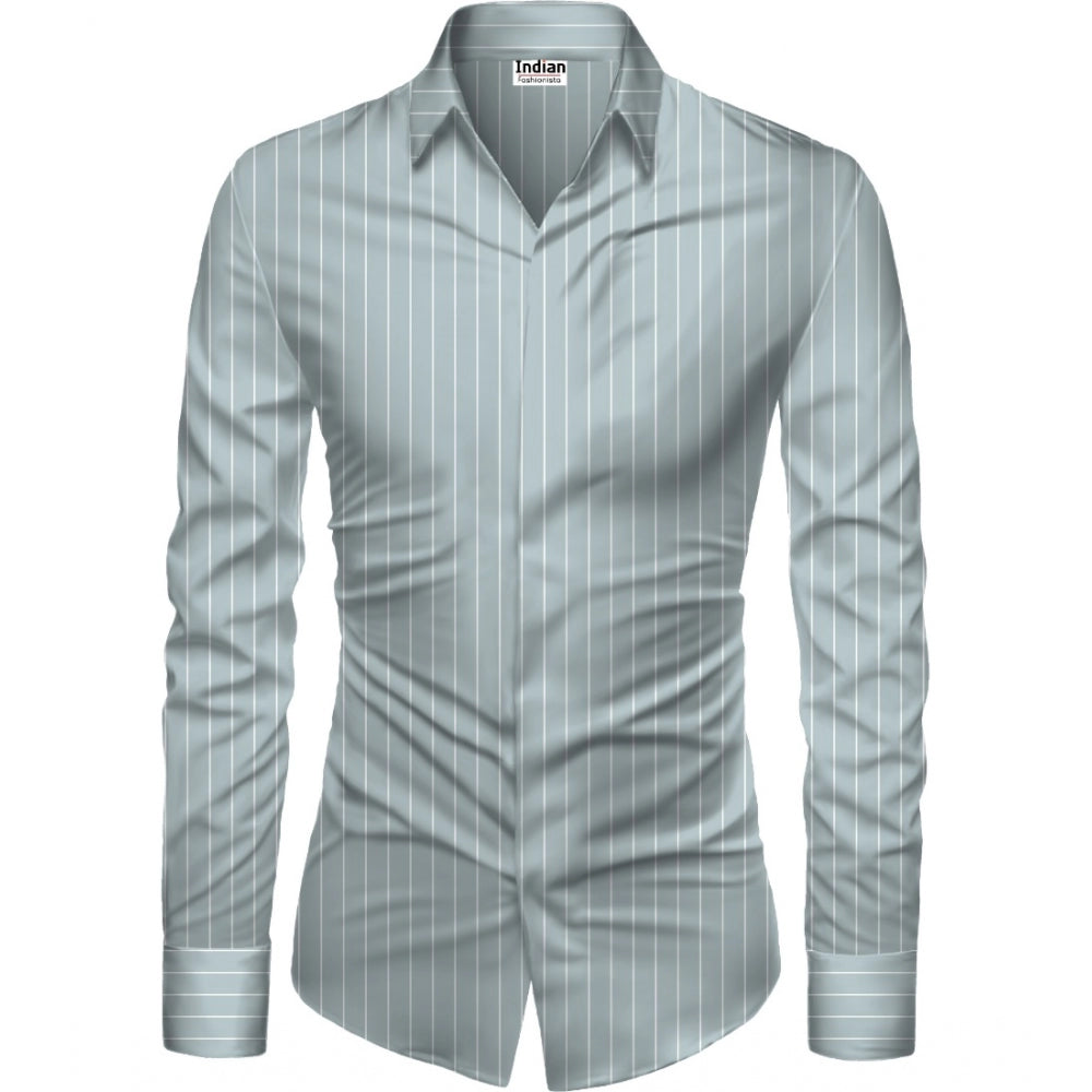 Snuggle Spot Men's Casual Floral Printed Cotton Blend Unstitched Shirt Fabric 1.6 Mtrs (Grey)