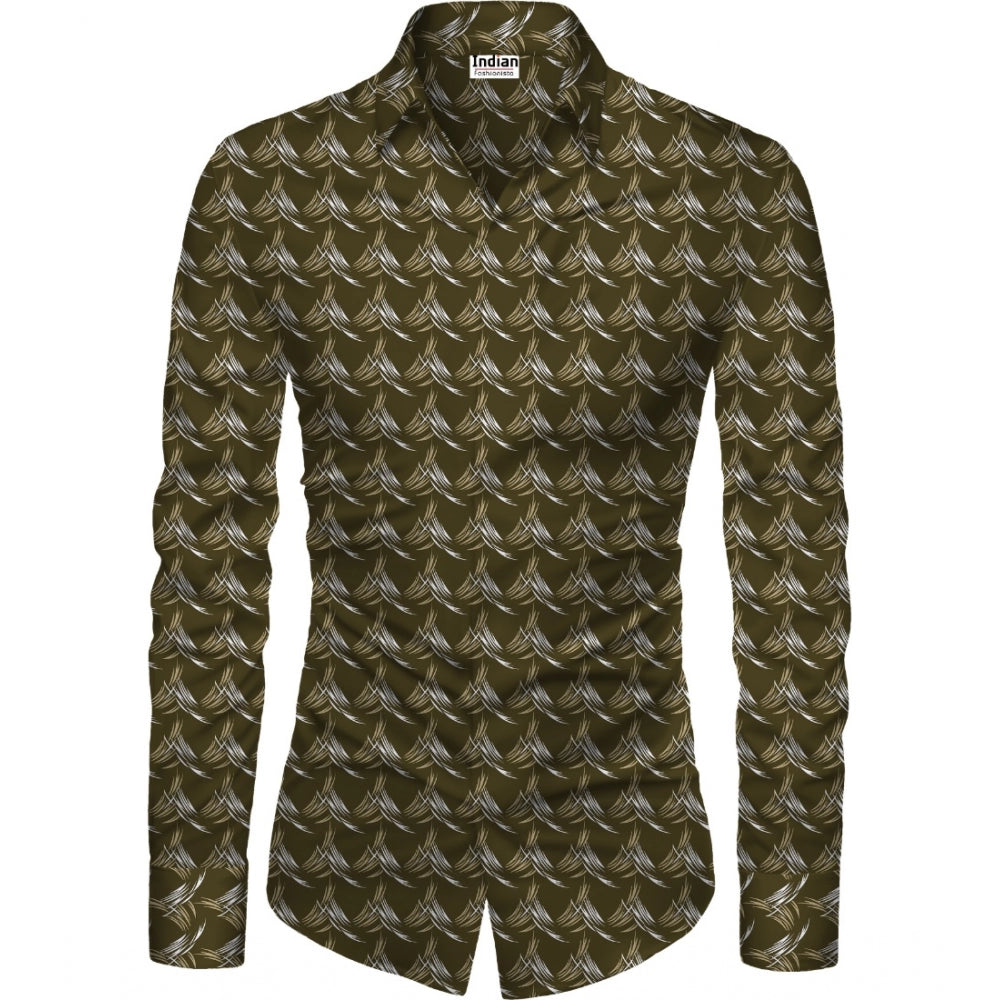 Snuggle Spot Men's Casual Floral Printed Cotton Blend Unstitched Shirt Fabric 1.6 Mtrs (Brown)
