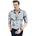 Snuggle Spot Men's Casual Floral Printed Cotton Blend Unstitched Shirt Fabric 1.6 Mtrs (White)