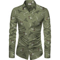 Snuggle Spot Men's Casual Floral Printed Cotton Blend Unstitched Shirt Fabric 1.6 Mtrs (Green)