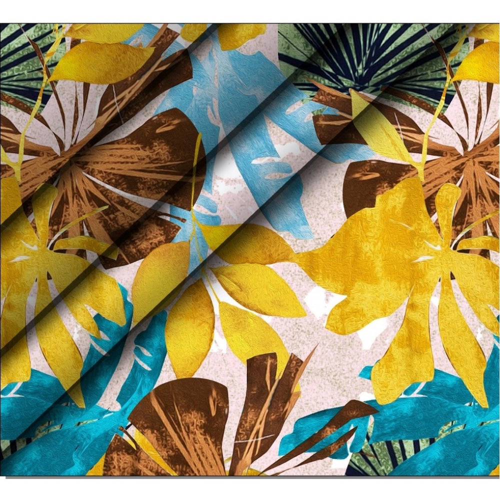 Snuggle Spot Men's Casual Floral Printed Cotton Blend Unstitched Shirt Fabric 1.6 Mtrs (Yellow)