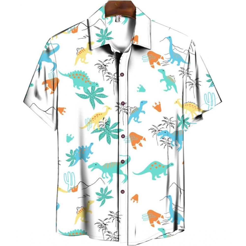Snuggle Spot Men's Casual Floral Printed Cotton Blend Unstitched Shirt Fabric 1.6 Mtrs (Sky Blue)