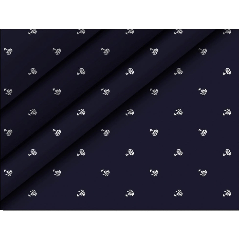 Snuggle Spot Men's Casual Floral Printed Cotton Blend Unstitched Shirt Fabric 1.6 Mtrs (Dark Blue)