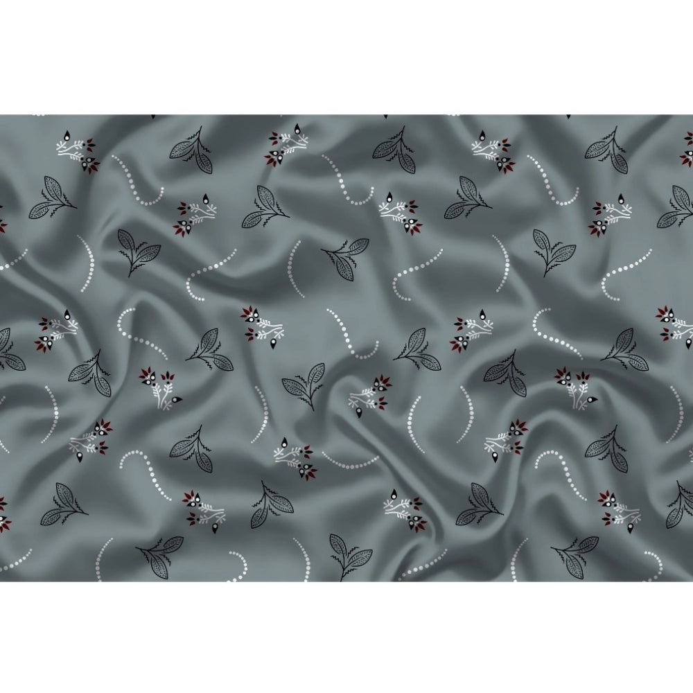 Snuggle Spot Men's Casual Floral Printed Cotton Blend Unstitched Shirt Fabric 1.6 Mtrs (Grey)