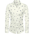 Snuggle Spot Men's Casual Floral Printed Cotton Blend Unstitched Shirt Fabric 1.6 Mtrs (White)