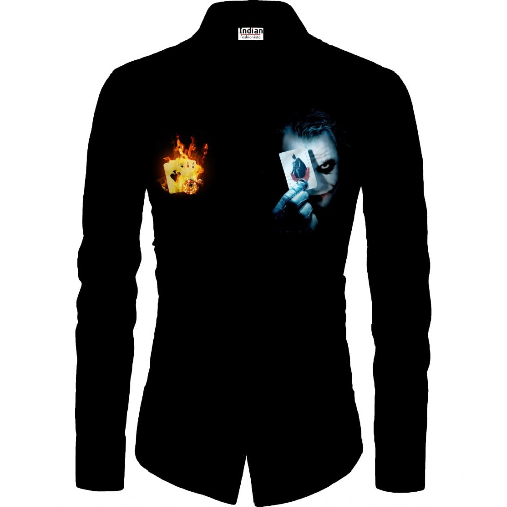 Snuggle Spot Men's Casual Floral Printed Cotton Blend Unstitched Shirt Fabric 1.6 Mtrs (Black)