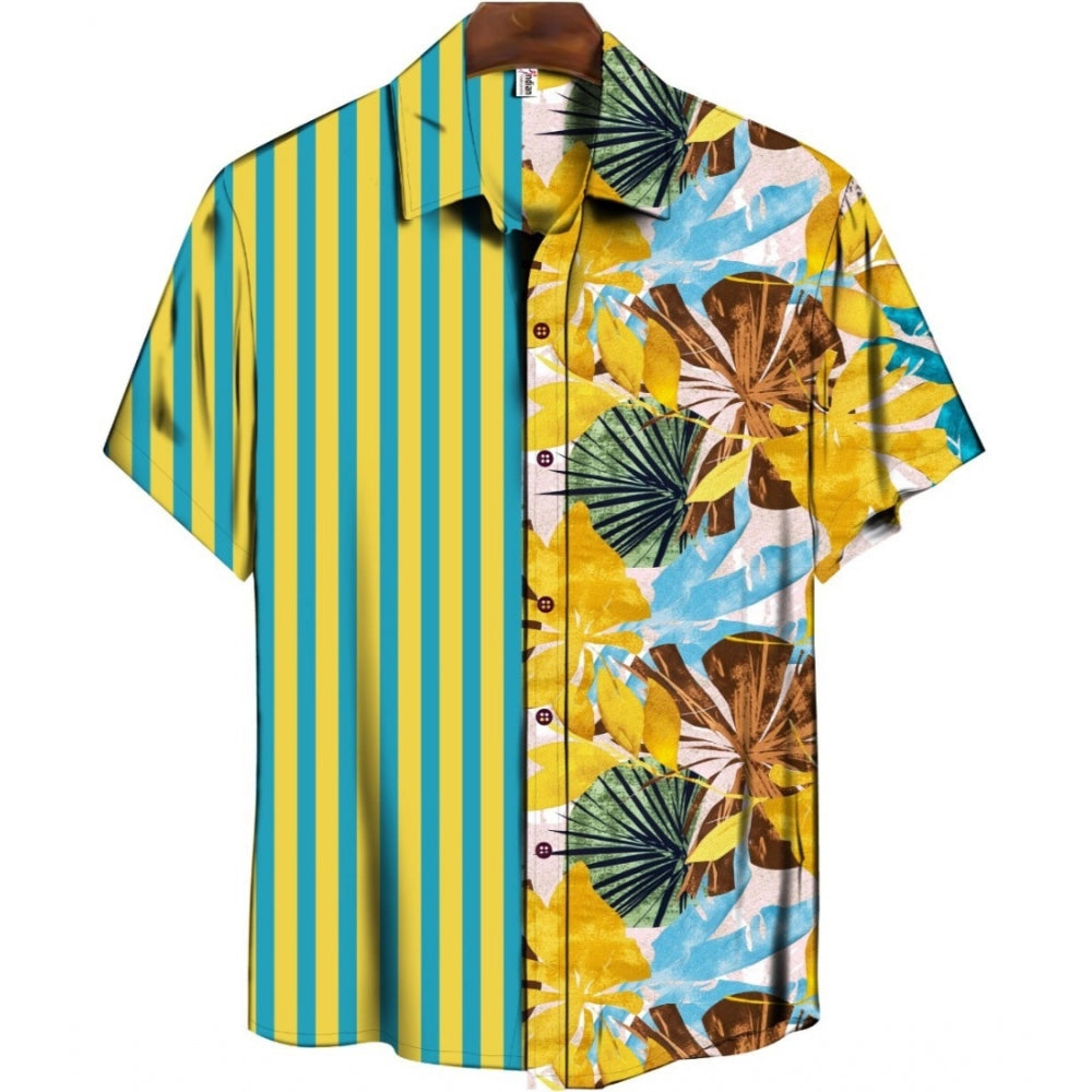 Snuggle Spot Men's Casual Floral Printed Cotton Blend Unstitched Shirt Fabric 1.6 Mtrs (Green)